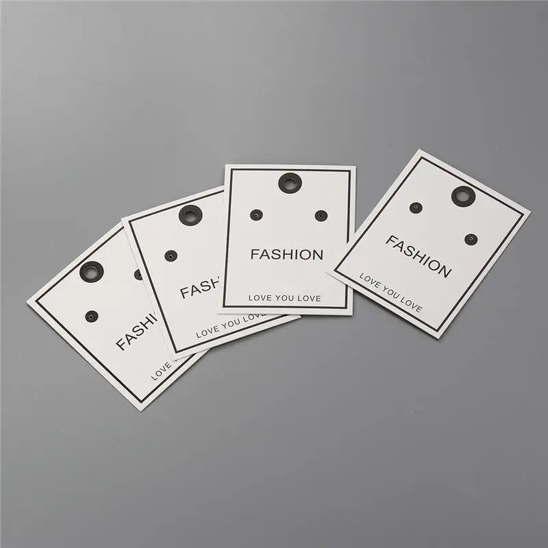 

2019 New Paper Jewelry Earrings Display Card Garment Tag Rectangle Black White Fashion Hang DIY Gift Deco 75 x 60mm 100 Sheets