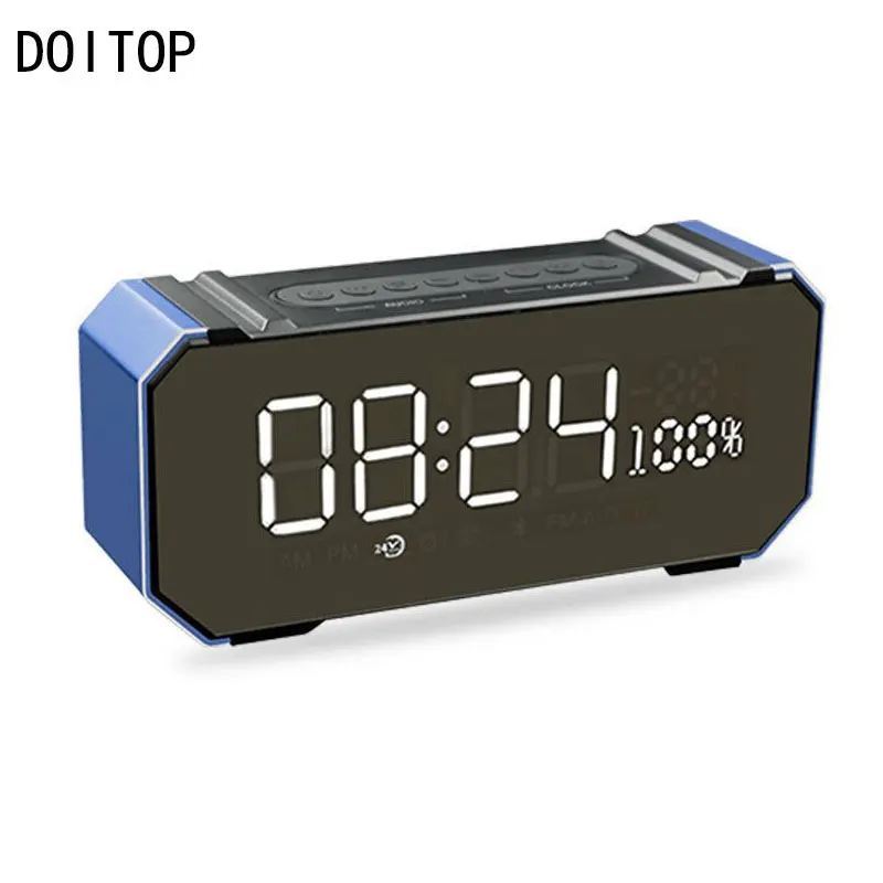 

Protable Bluetooth Speaker Stereo Hifi Subwoofer Loudspeaker LED Display Screen Alarm Clock Speaker Handsfree Call FM TF Card O4