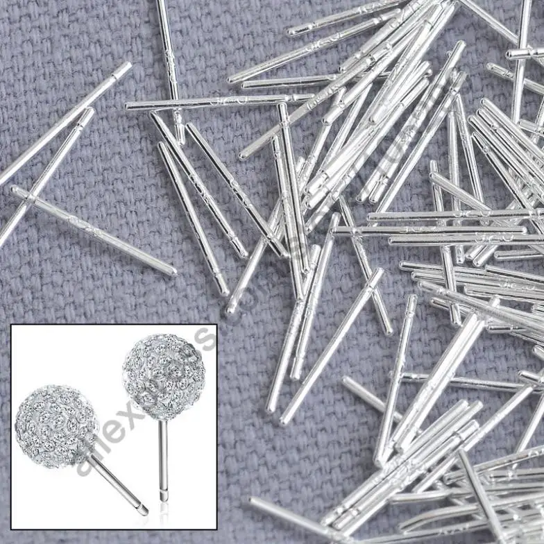 

Bulk 1000PCS Pin 925 Sterling Silver Jewelry Findings Fine Ear Stud Pin Posts Handmade Earring Findings
