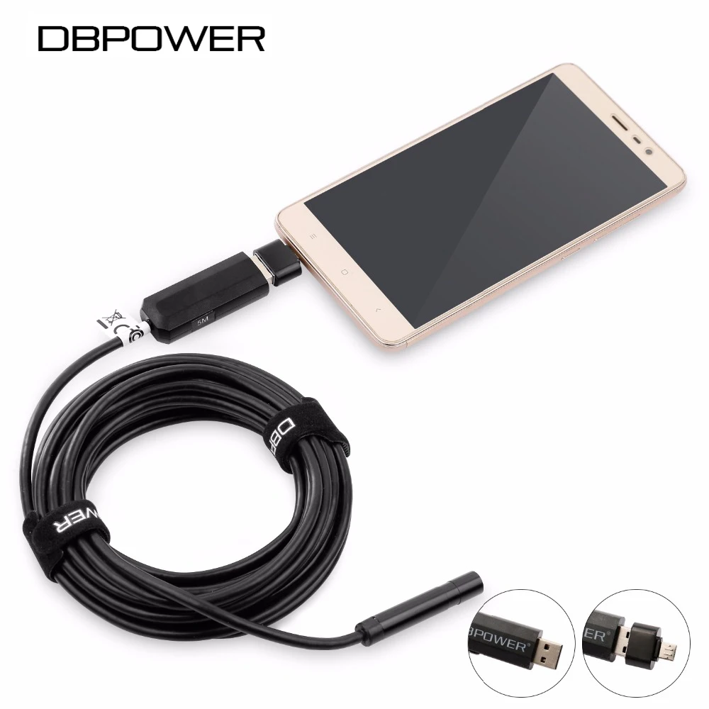 

USB Endoscope 7/8.5/8.8MM Lens 5M cable Waterproof IPX67 Borescope HD 6 LEDS Inspection Tube mini Camera With OTG Function