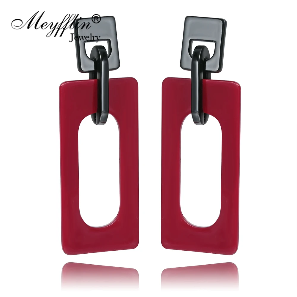 

Meyfflin Red Long Geometric Rectangle Women Earrings Brincos Acrylic Earring Vintage Fashion Jewelry Earrings Drop 2019 New