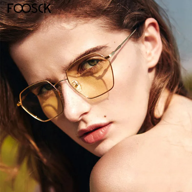 

FOOSCK Oversized Classic Women Multi-Color Round Sunglasses Golden Vintage Unisex Men