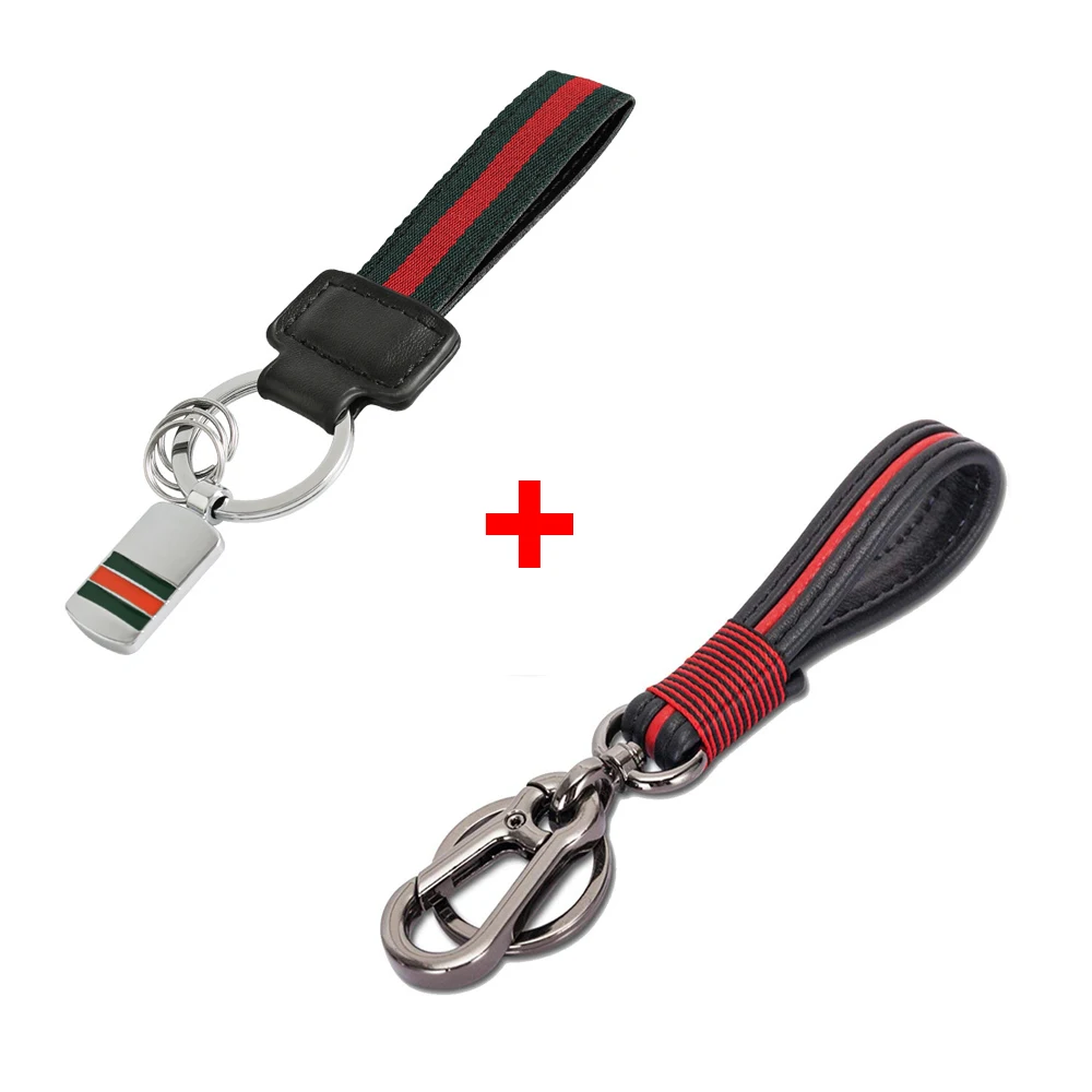 

2 Pcs Hot Sale Leather Key Chain Braided Genuine Durable Multi-ring Car Keychain Gift For Boyfriend 1+1 Sale