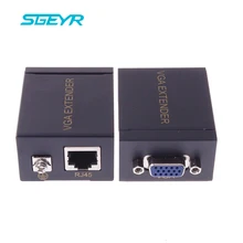 Удлинитель VGA 60 м 1x1 Разветвитель RJ45/cat5e/6 ethernet кабель 1080P Ethernet адаптер Усилитель Поддержка монитора проектора HDTV PC VE60