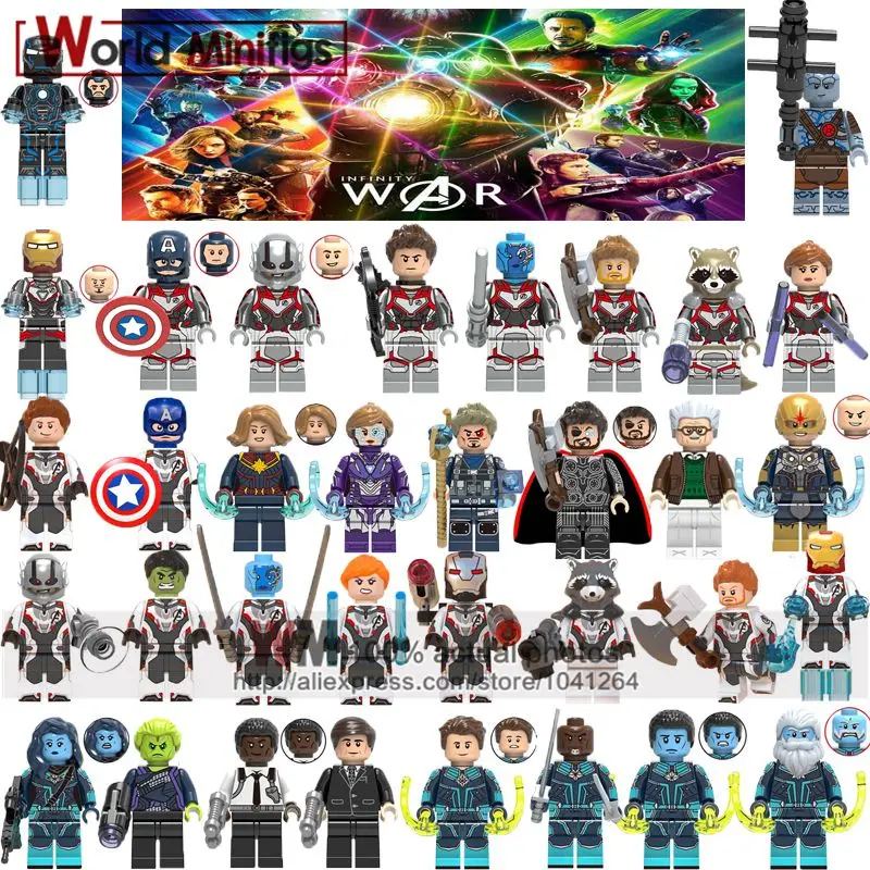 

Single Avengers 4 Endgame Figures Thanos Thor Rocket Raccoon War Machine Black Widow Nebula Building Blocks Toys