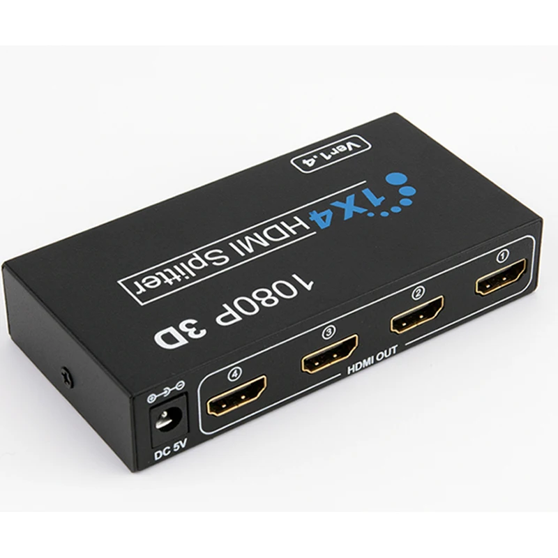 HDMI сплиттер 1x4 переключатель Full HD 1080p концентратор усилитель для ПК HDTV DVD 3D 1 в 4