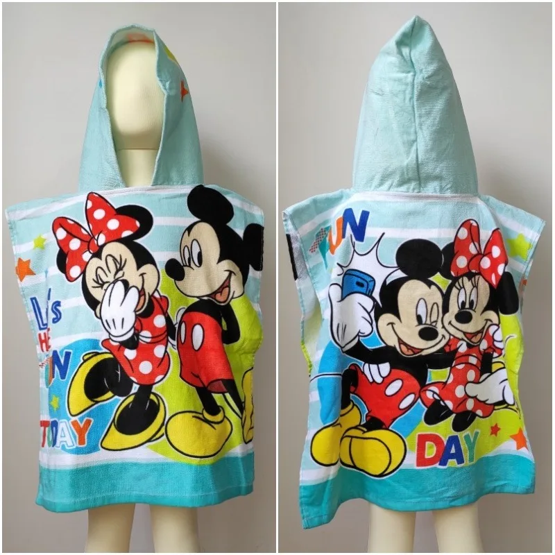 Disney 100% coton Mickey Minnie Mouse bébé filles garçons à capuche serviettes natation cape absorbant peignoir enfant en bas âge serviette de bain 50X110