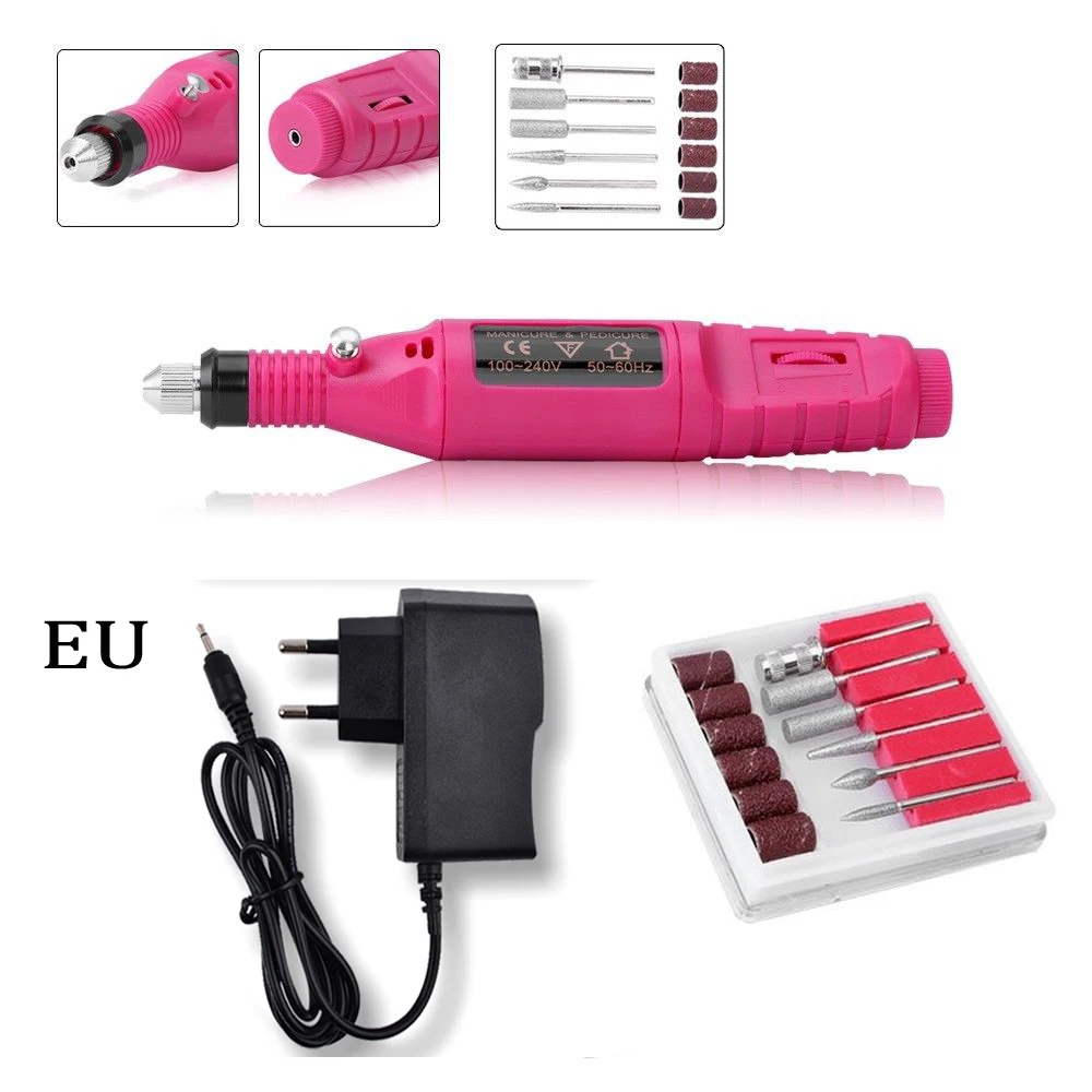 1 шт. сверло для ногтей, электрический аппарат для маникюра, педикюра, фреза для ногтей, гель для удаления кутикулы, EU US Plug Set 6