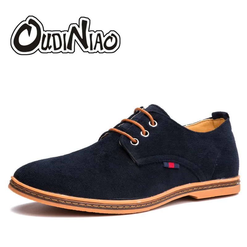 

OUDINIAO Black Casual Men Shoes Large Size Corduroy Lace Up British Breathable Men Casual Shoes Black Dredd Hot Sale Yellow