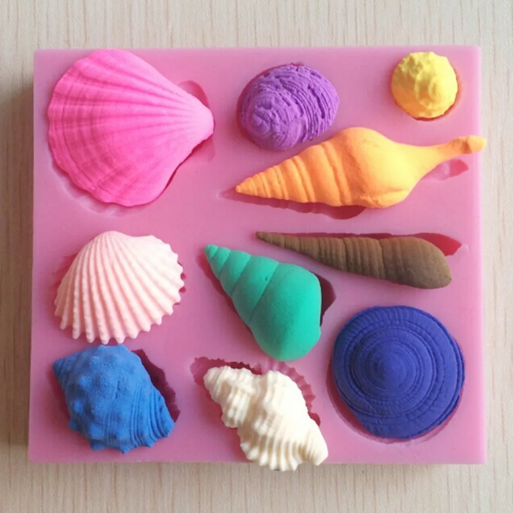 Hot Silicone 3D Seashell Beach Shells Cake Molds Chocolate Mould