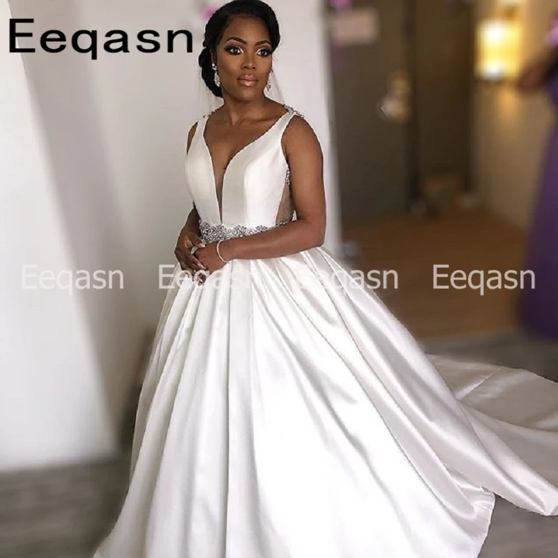 

Vestido De Noiva Vintage Crystal Bride Dress Vintage Ball Gown Wedding Dresses 2019 for Black Girls Robe de Mariee Casamento