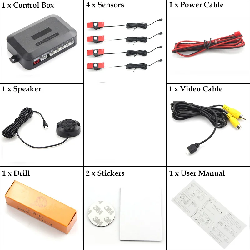 Car Video Parking Sensor Reverse Backup Radar Assistance Original 16mm Flat Sensors According To The Distance Support Car Camera