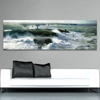 

HDARTISAN Wall Canvas Art Pictures For Living Room Home Decor Seashore Seawave Landscape Photo Painting Church Frameless