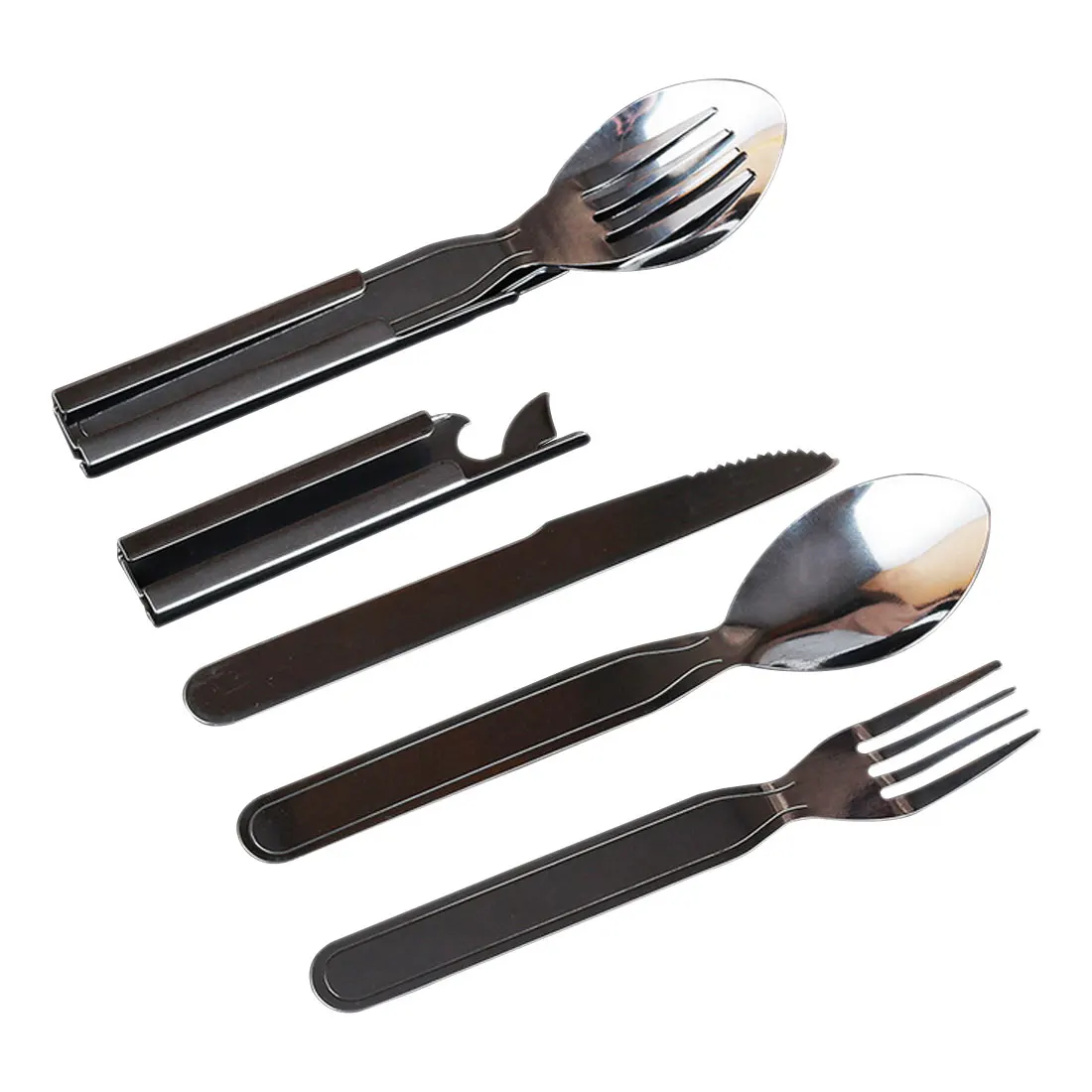 NEW 4Pcs Portable Tableware Outdoor Picnic Utensils Stainless Steel Spoon Fork Knife Dinnerware