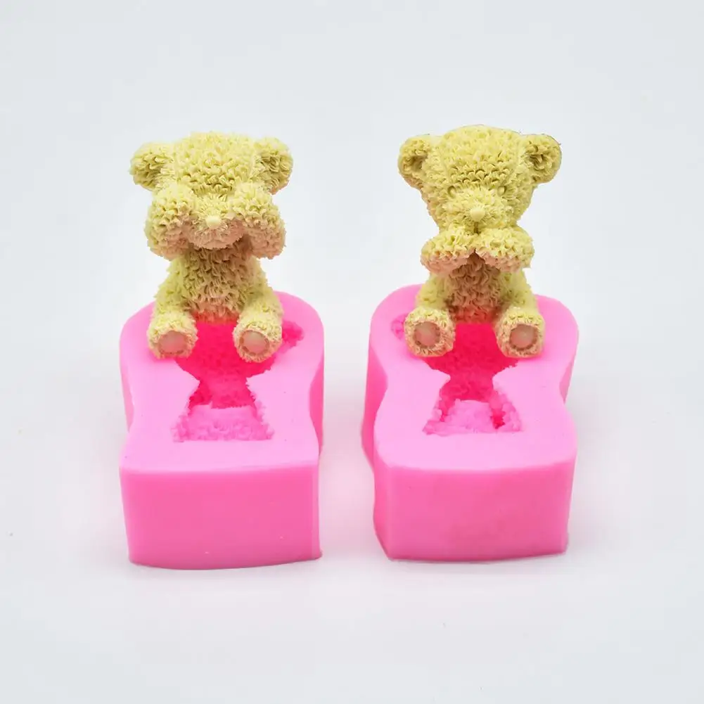 

Cute Plush Bear Silicone Mold Baking Cake Decoration Soap Handcraft Mould Tool