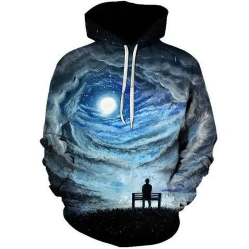 

Sondirane Space Galaxy 3D Sweatshirts Men/Women Hoodies with Hat Print Stars Nebula Autumn Winter Loose Hooded Hoody Tops 4XL