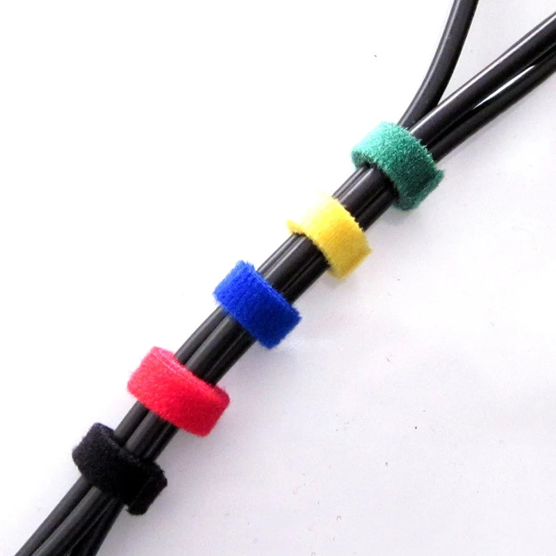 

50pcs/lot Nylon Cable Ties Fastener Reusable Magic Sticky Tape Hook Power Wire Loop Tape Nylon Marker Straps Tie Wraps