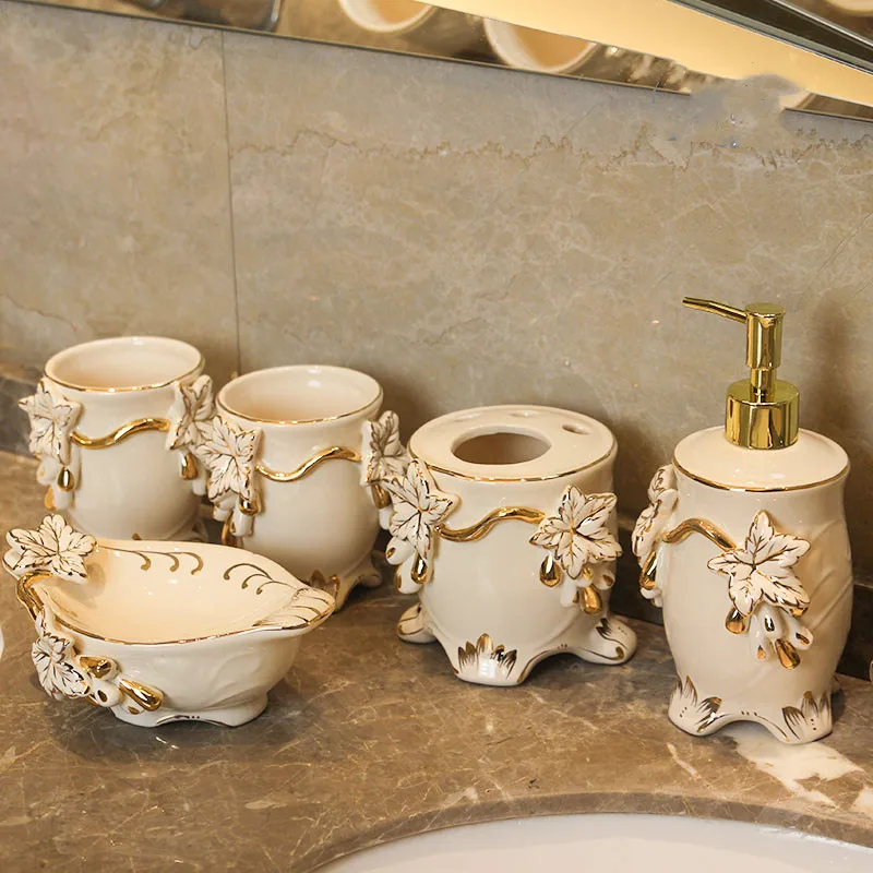 Скандинавский модный керамический набор для умывания легкие Роскошные парные чашки аксессуары для ванной комнаты украшения для дома WSHYUFEI - Цвет: As shown