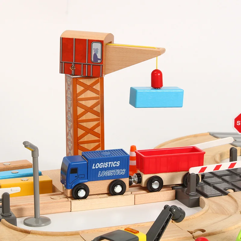 Игрушечный автомобиль и деревянный поезд трек набор игрушек Детский Собранный пазл Игрушки для мальчиков и девочек подходит для деревянных дорожек Brio
