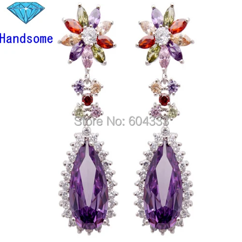 

Handsome Luxurious Cubic Zirconia Earrings 2014 Popular Multicolour AAA Zircon Stone Nickel Cadmium free Earrings For Women