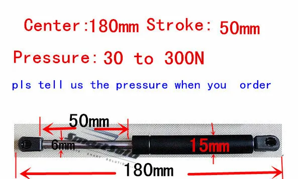 

free shipping 180mm central distance,50mm stroke,30 to 300N force pneumatic customized Auto, Lift Prop Gas Spring Damper