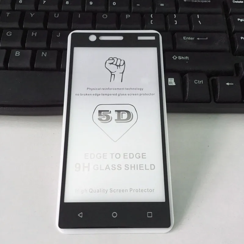 Закаленное стекло 5D с полным покрытием для Nokia 3 защитная пленка полное клейкое