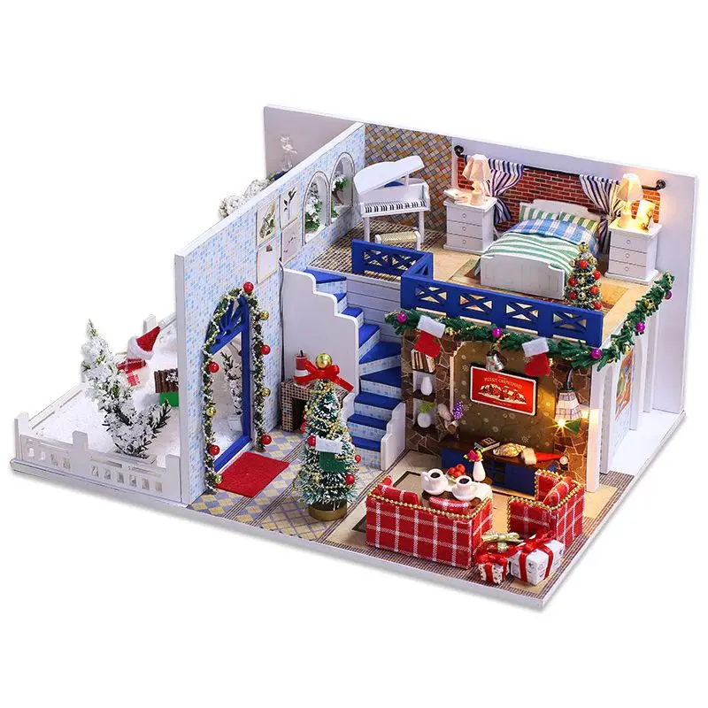 

IIECREATE Furniture DIY DollHouse Wooden Miniature Doll Houses Furniture Puzzle Handmade Dollhouse Craft Toys for Children Gif
