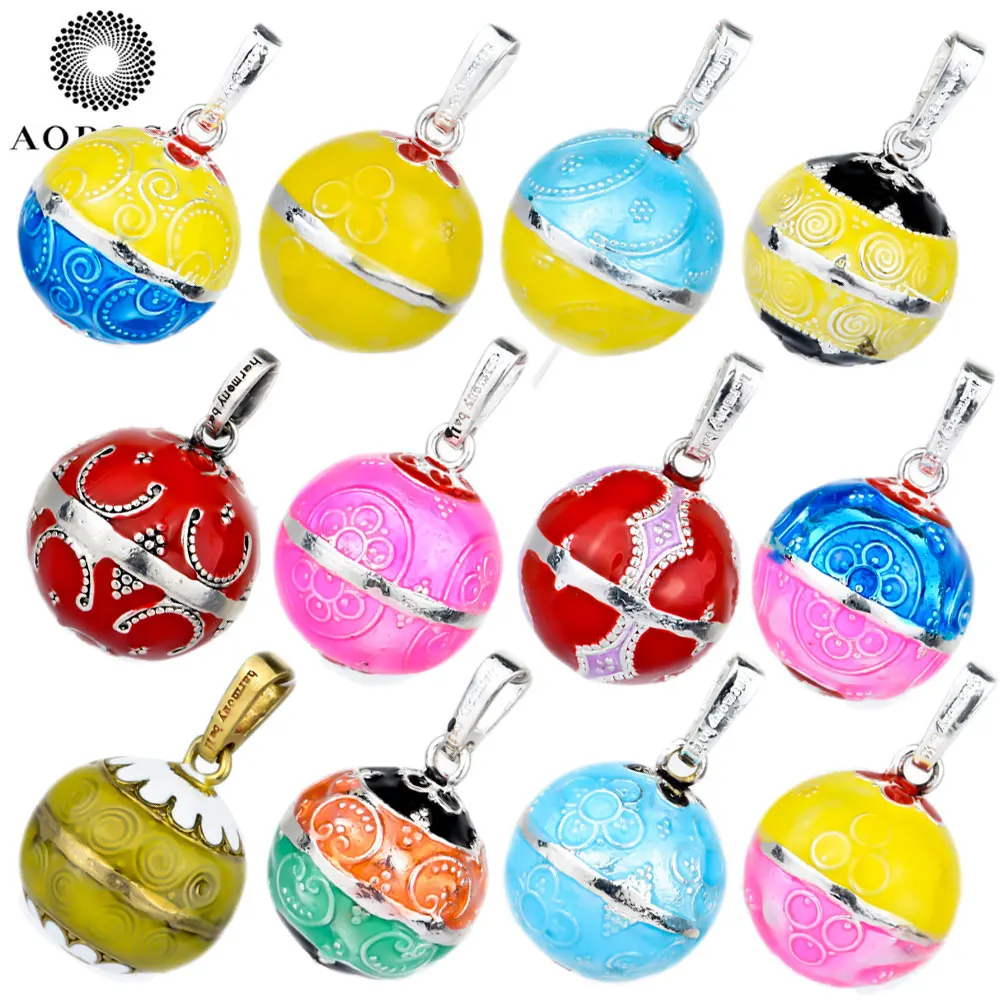 

AOBOCO Vintage Flower Mexican Bola Ball Baby Caller Colorful Pendant Wishing Balls Pregnancy Chime For Women Best Gift