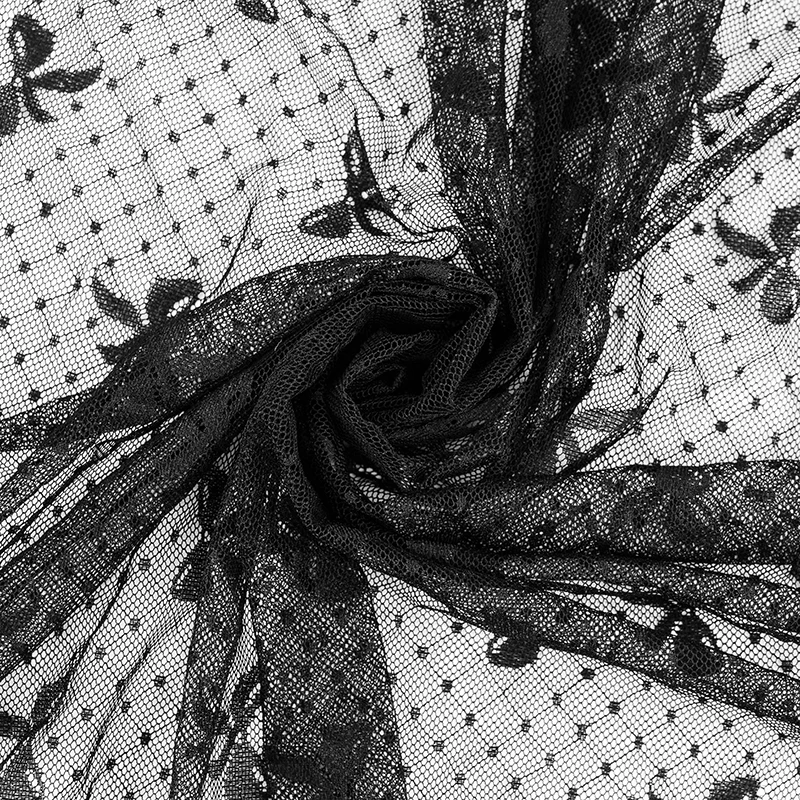 Эластичная черная сетка тюль ткань бант узор Сетка кружевная ткань для платья и одежды летом аксессуары ручной работы TJ0305
