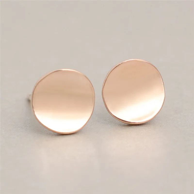 

BOAKO Gold Silver Rose Gold Simple Curved Smooth Metal Round Circle Stud Earrings For Women Girl's Punk Brincos sieraden X7-M2