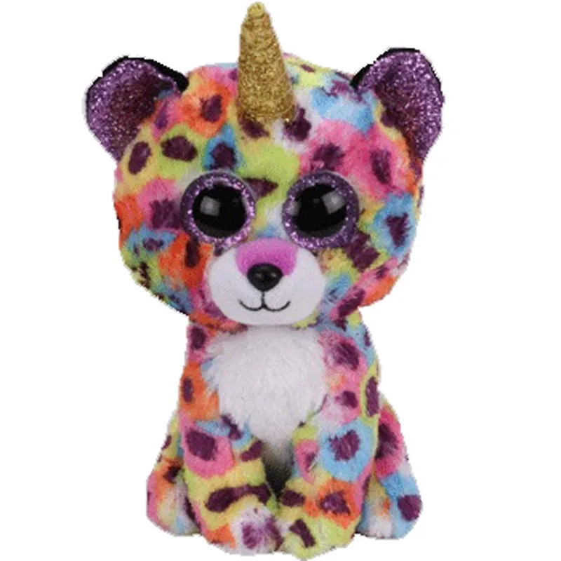 Giselle The Leopard Ty Beanie плюшевые игрушки сова Пингвин собака Жираф Кот енот овца летучая мышь Крупный рогатый скот плюшевые игрушки животных подарок для детей 15 см - Цвет: Giselle The Leopard
