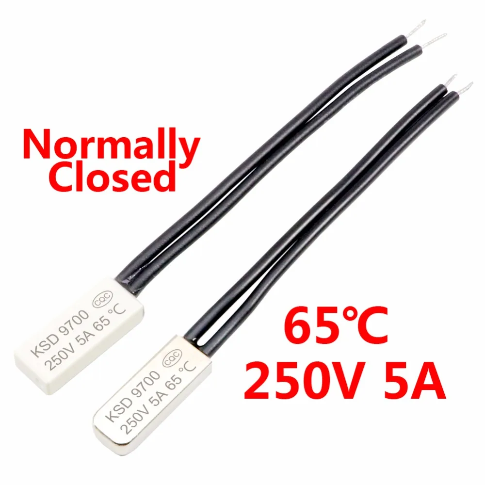 10Pcs 65 Degree Celsius Normal Closed KSD9700 5A 250V Thermostat