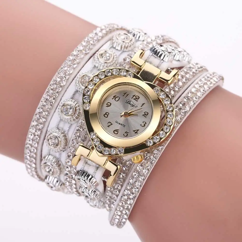 

Fashion Casual Women's Watches Multi-layered Band Rhinestone Crystal Heart Dial Women Bracelet Dress Quartz Wrist Watch Clock
