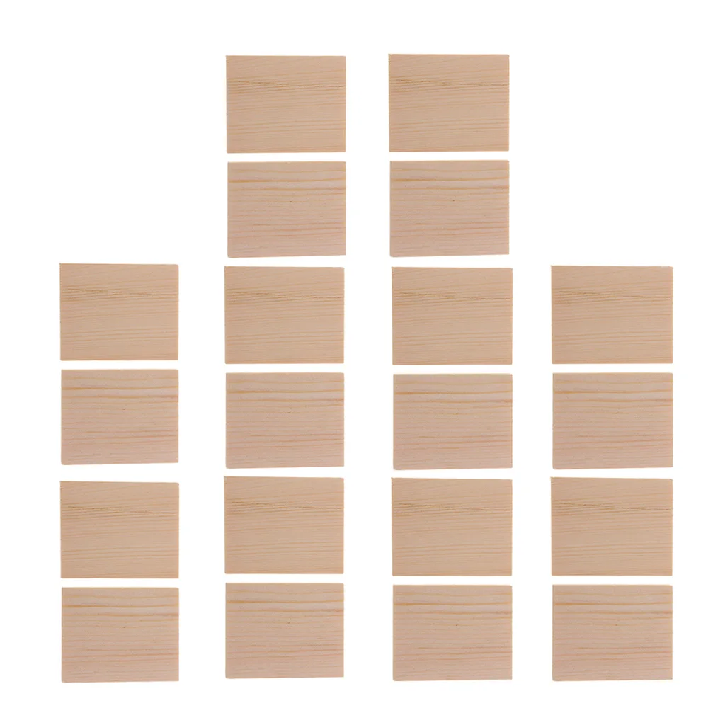 20 Pieces MDF Unfinished Wood Wooden Pieces Blank Plaque for DIY Crafts Model Building 50x40x6mm