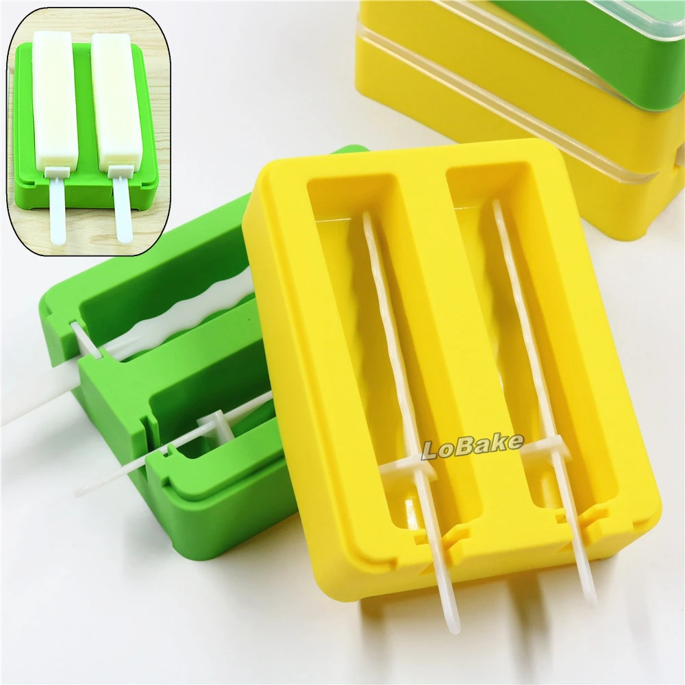 New 2 well long rectangle cube shape top grade silicone