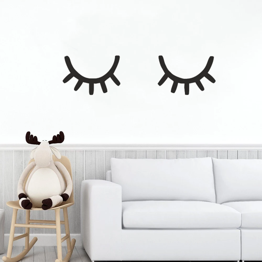 Sleepy eyes vinyl decal sticker eyelashes nursery bedroom wall art decoration 
