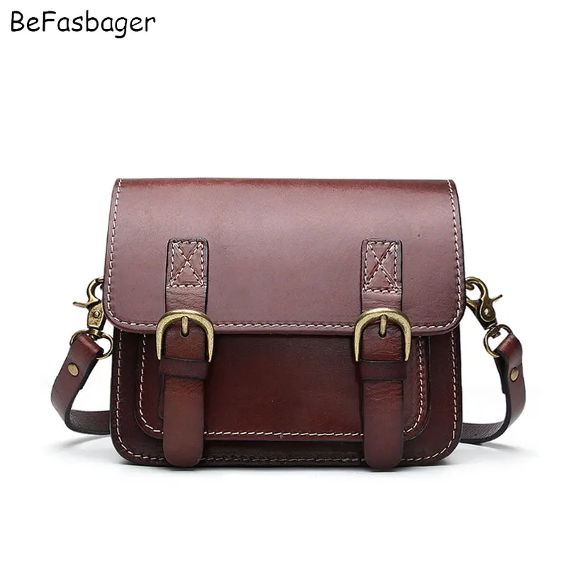 BEFASBAGER Mini Satchel Vintage Flap over Womens Shoulder Bags Genuine Leather Crossbody Purse ...
