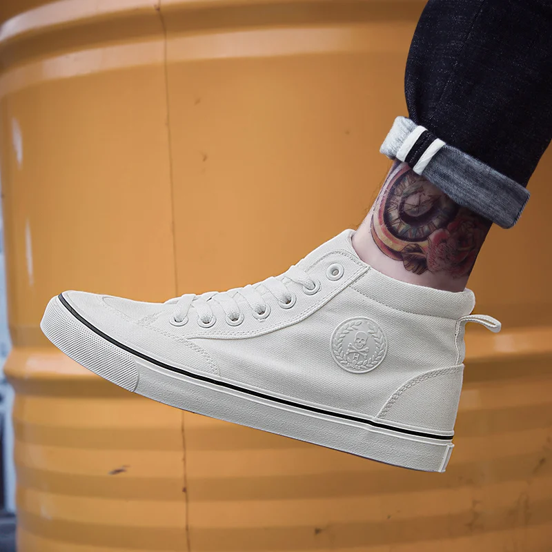 

Men's Shoes 2018 Spring New Canvas Shoes Black High-top Single Shoes Breathable In The Help of The Korean Version of The Trend5