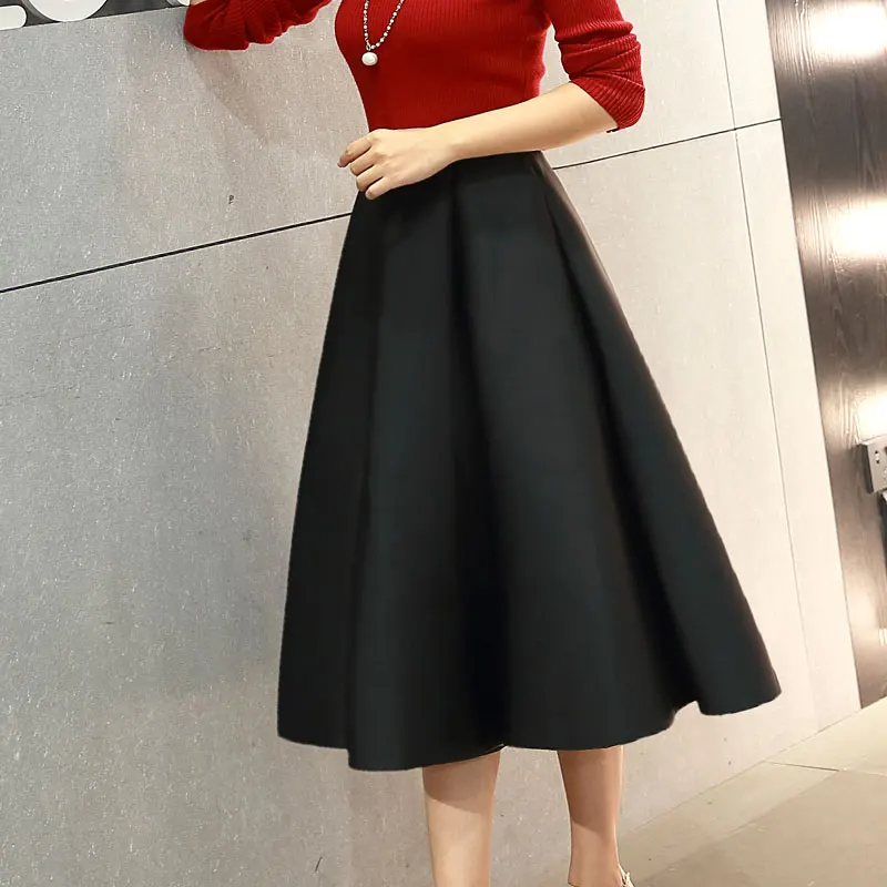 Newest Women Fall Winter High Waist Umbrella Skirt Office Lady Striped ...