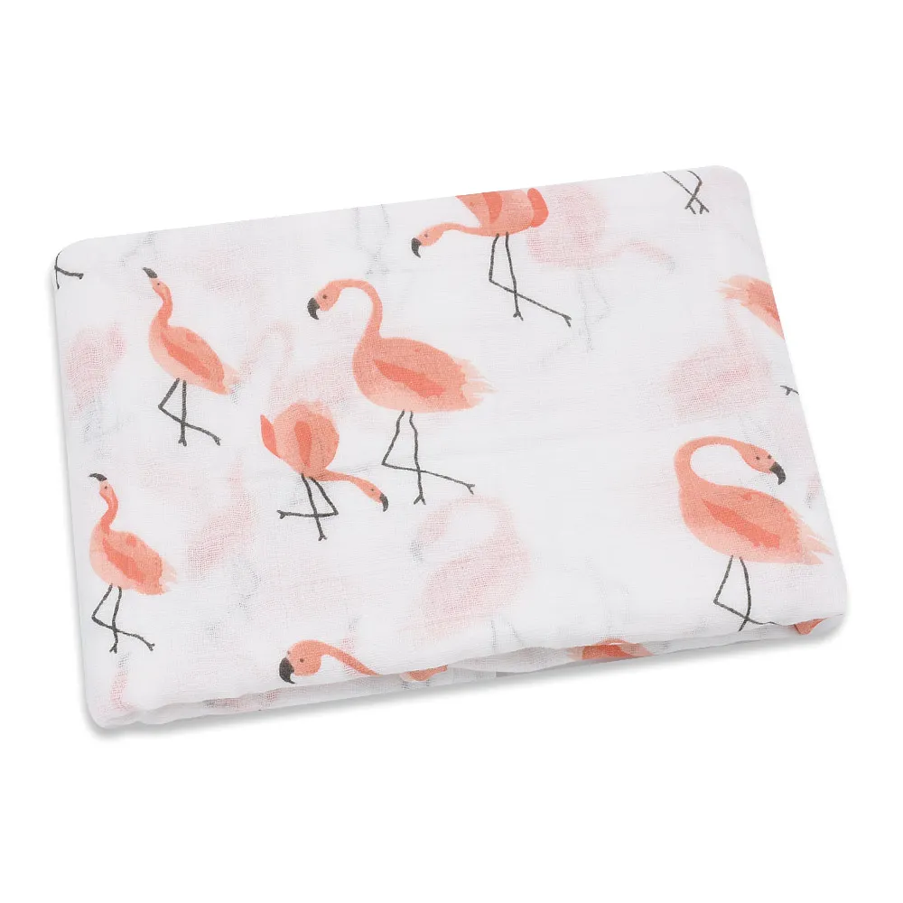 Розовый Лебедь, хлопок, фламинго, роза, фрукты, принт, муслин, детское одеяло s, постельные принадлежности, детское Пеленальное полотенце для пеленки для новорожденных, одеяло - Цвет: Flamingo