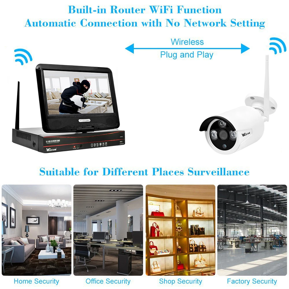 Wistino 960P CCTV System Kit Wireless 4CH NVR Security IP Camera Wifi Outdoor P2P Monitor Kits IR LCD Screen Surveillance Cam (13)