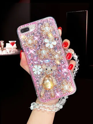 

LaMaDiaa Luxury Bling Lovely Bear Rhinestones Diamonds Soft Case Cover For Xiaomi Redmi 7 5 6 4X 4A 5A 6A Note7 4 5 6 Note4X 5A