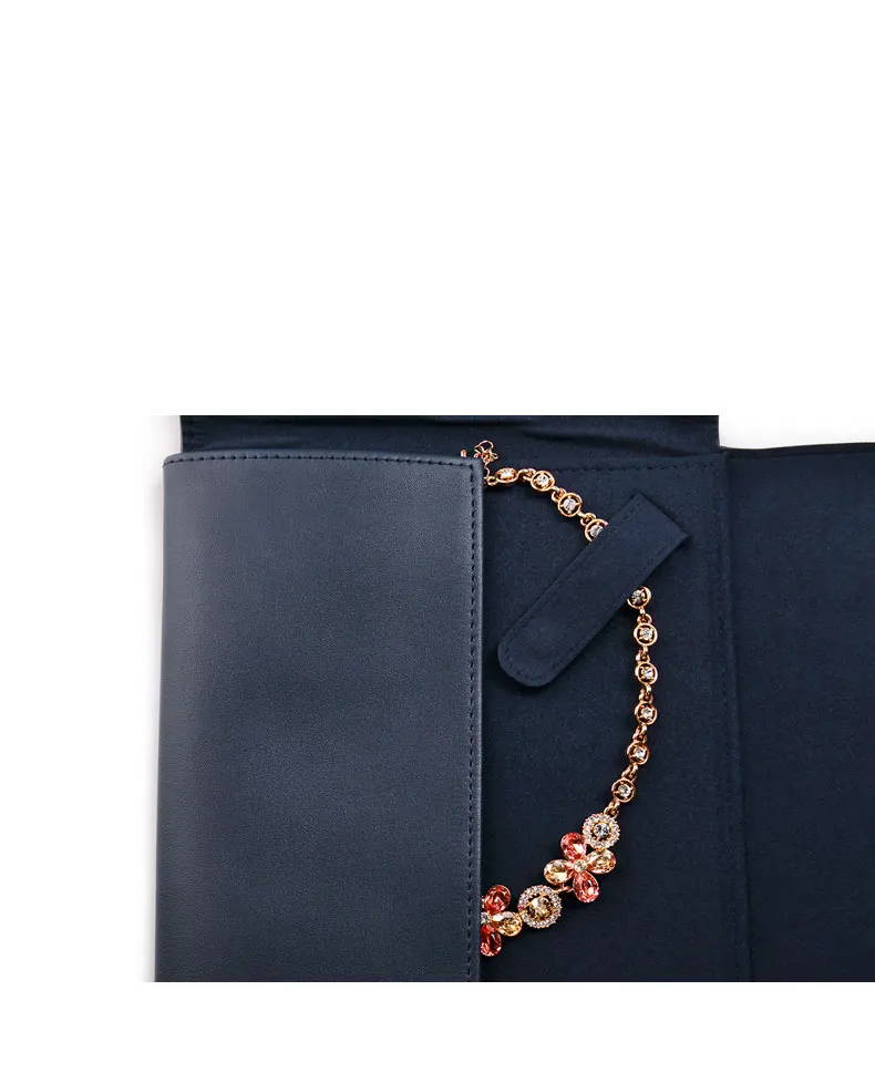 FANXI Подарочная сумка для ювелирных изделий из искусственной кожи для колье и сумки Королевский синий Кнопка сумка для хранения ювелирных изделий для большого ожерелья