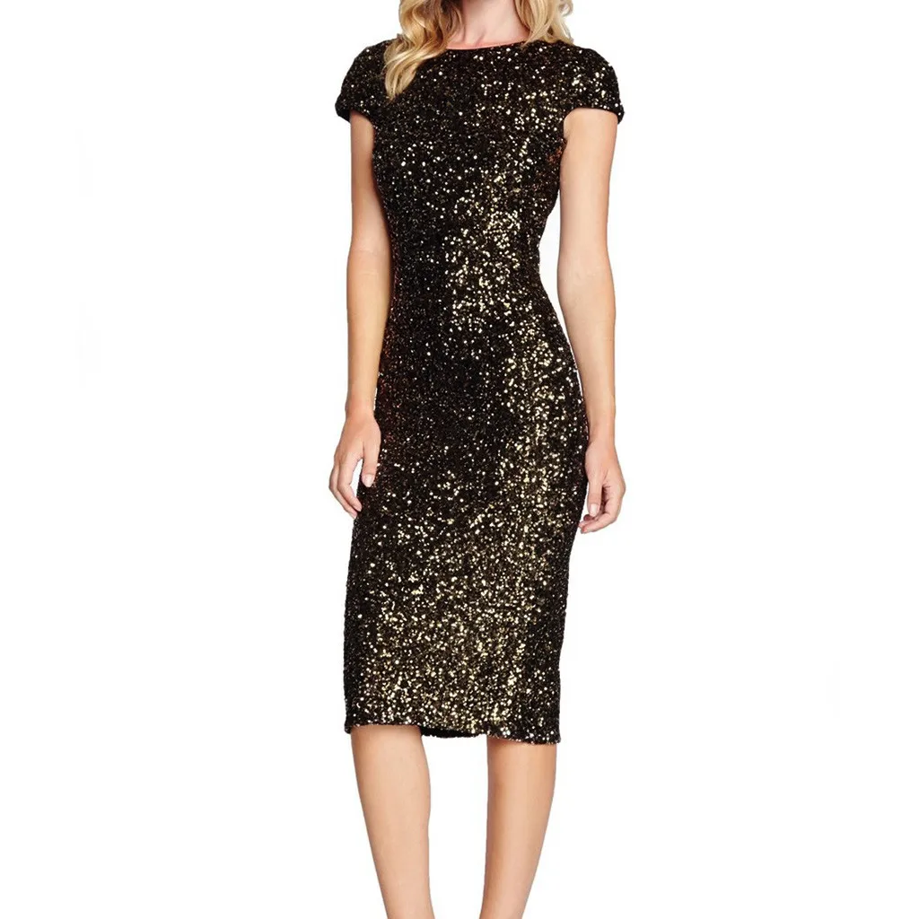 

Women's Sparkle Glitzy Glam Sequin Short Sleeve Flapper Party Club Dress party sexy dress women vestidos verano 20191208