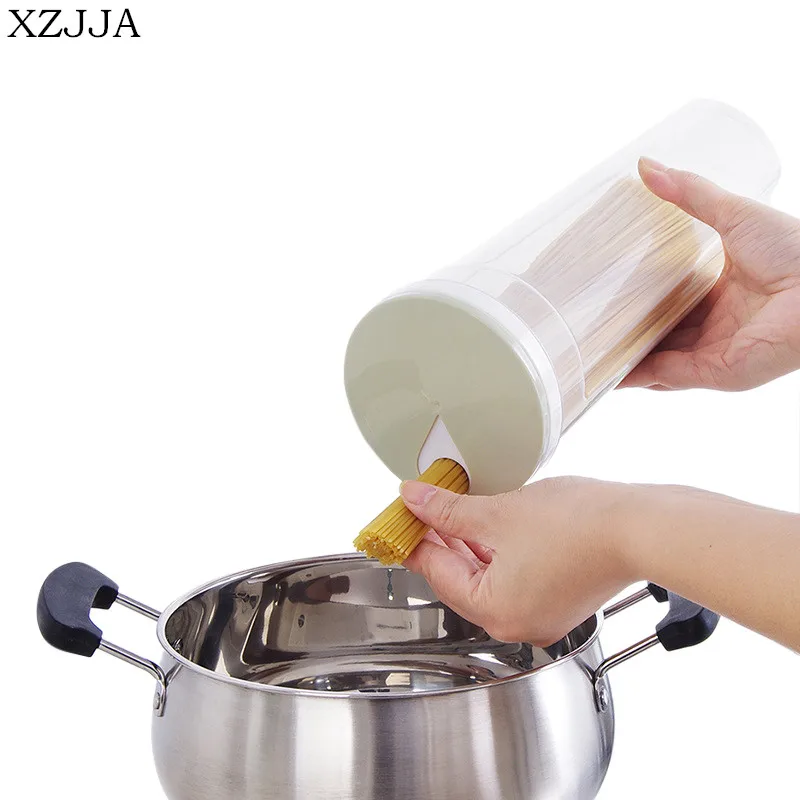 

XZJJA High Quality kitchen Food Storage Container Cereal Bean Container Sealed Spaghetti Box With Measuring Hole
