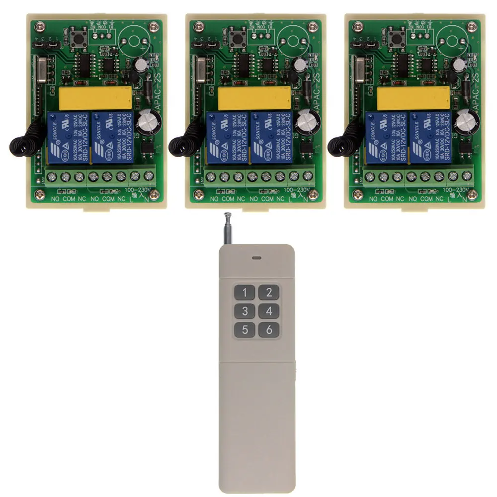 

Remote Control Switch AC 110V-220V 2CH Relay RF 2CH 2 CH Receiver 3000m Long Range 6CH Transmitter Learning 315 / 433 MHz