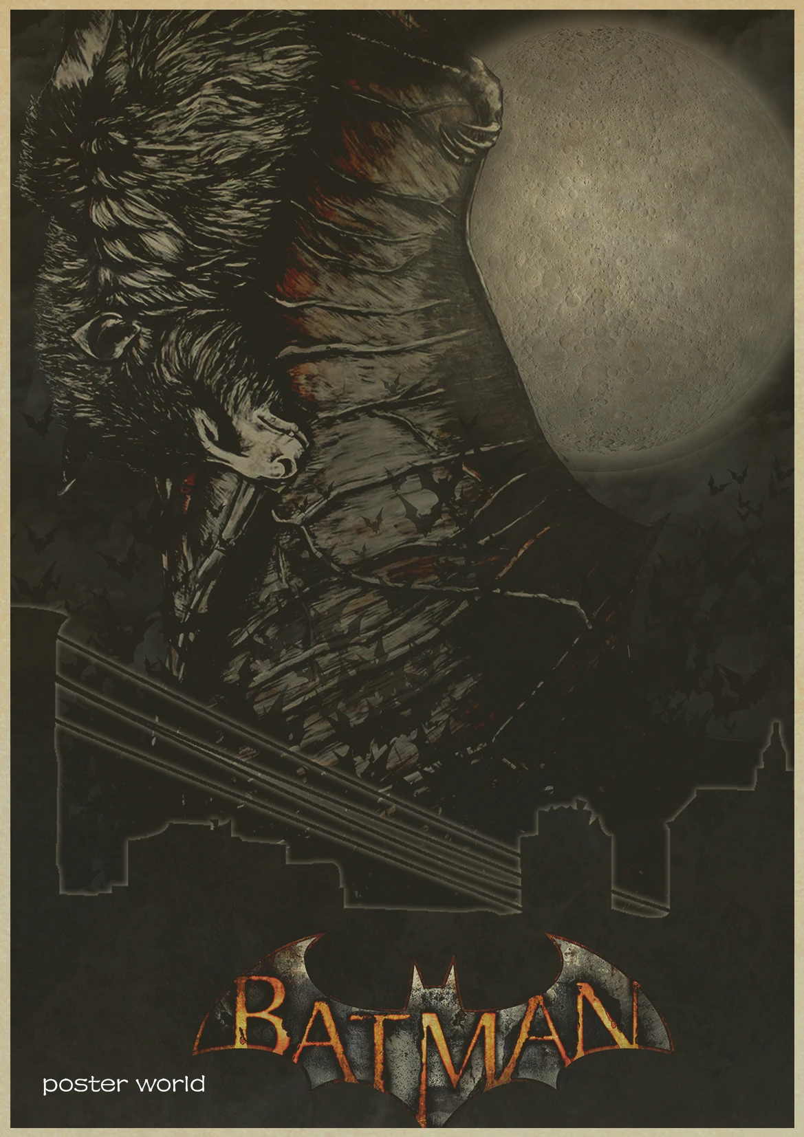 Ретро фильм плакат Бэтмен коричневый бумажный рисунок ядро висячая картина Картина в стиле комикса винтажная крафт-бумага домашний художественный декоративный плакат - Цвет: A026