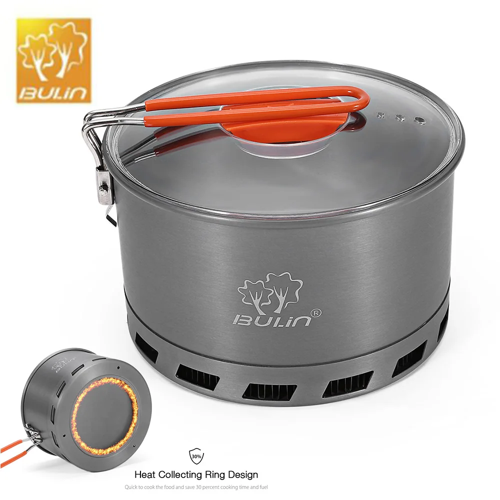 

BULIN S2500 2.1L Camping Heat Exchanger Pot Foldable 2 - 3 Person Portable Picnic Pot Cookware Picnic Quick Heating Kettle