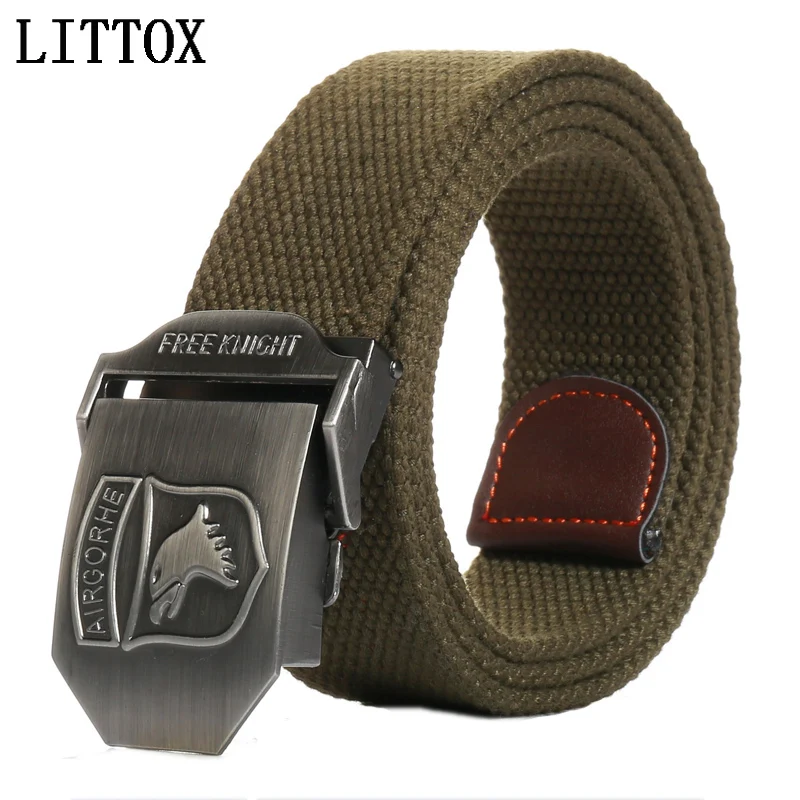 Unisex Personality automatic belt Eagle buckle canvas belt Military