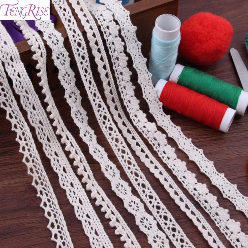 

FENGRISE Apparel 10 yards Patchwork Lace Cotton Crocheted Fabric Sewing Accessories Elastic Trim DIY Handmade Material Ribbon